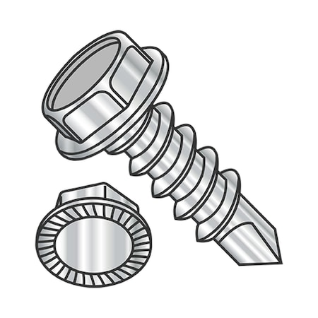 Usa Industrials Self-Drilling Screw, #6-20 x 1/2 in, Plain 18-8 Stainless Steel Hex Head Hex Drive BULK-SCRW-10957